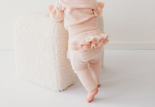 Frilly Knit leggings - Blush