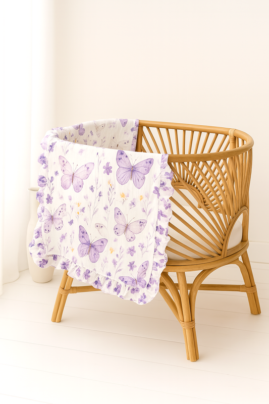 Lilac Butterflies | Muslin Blanket