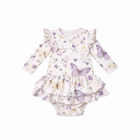 Lilac Butterflies - Bodysuit Dress