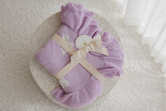 Reversible Knit Blanket | Lavender Butterflies