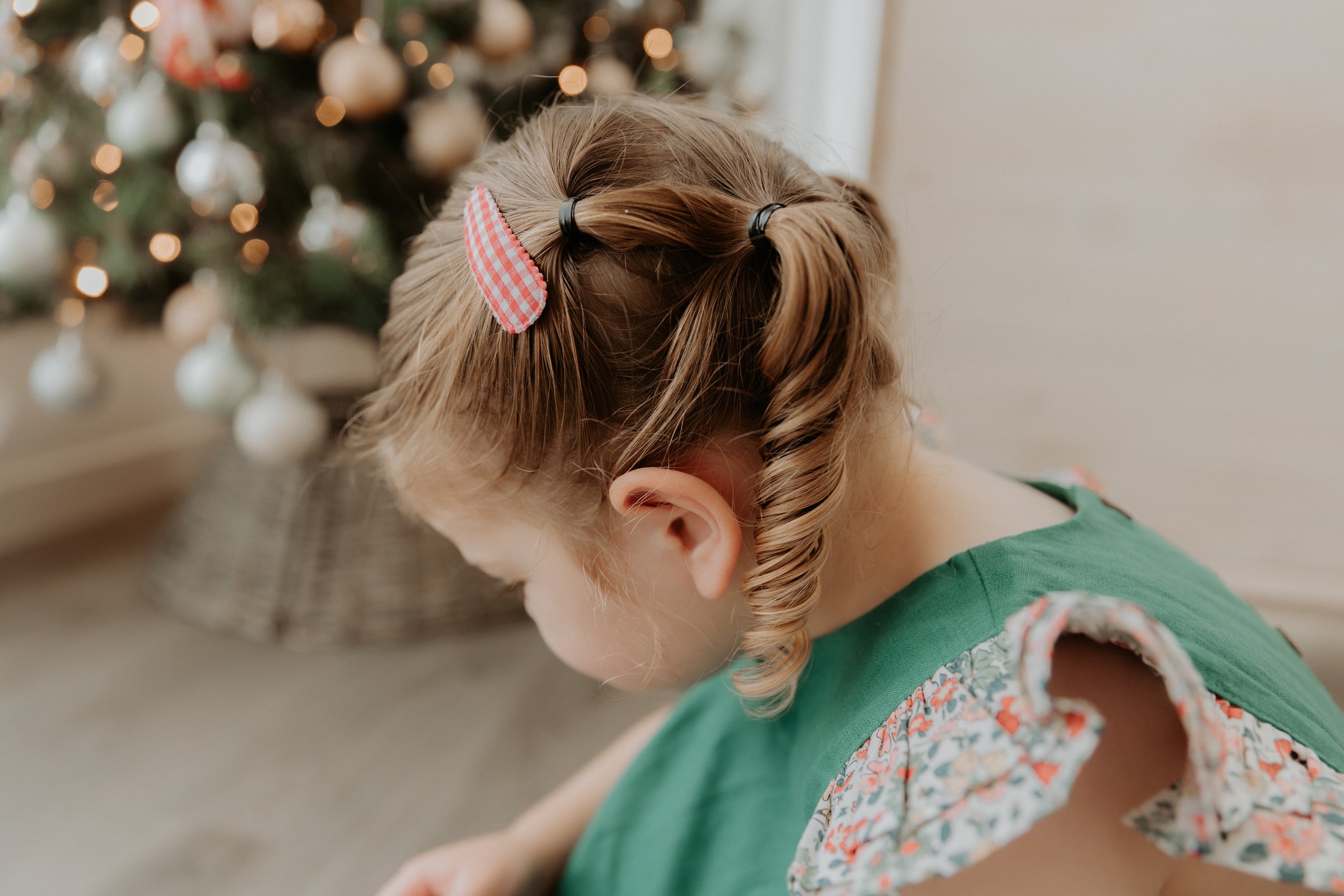 Gingham Hair clips - Candy Cane Red