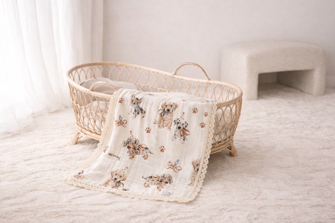 Pawfect Pals | Lace Edge Muslin Blanket