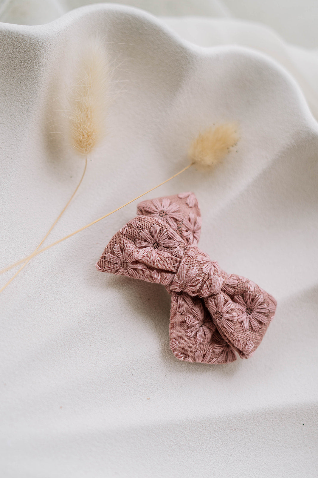 Dusty Pink Floral Bow - Clip