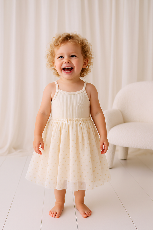 Ribbed Tulle Dress - Sunshine Print