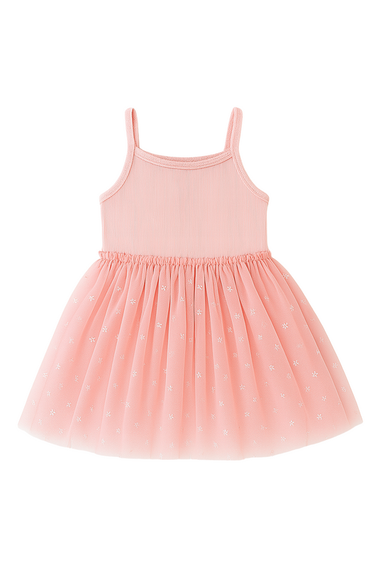 Ribbed Tulle Dress - Sparkling Rose