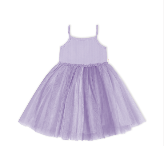 Ribbed Tulle Dress - Lilac