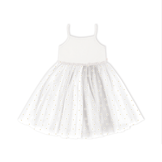 Ribbed Tulle Dress - Daisies