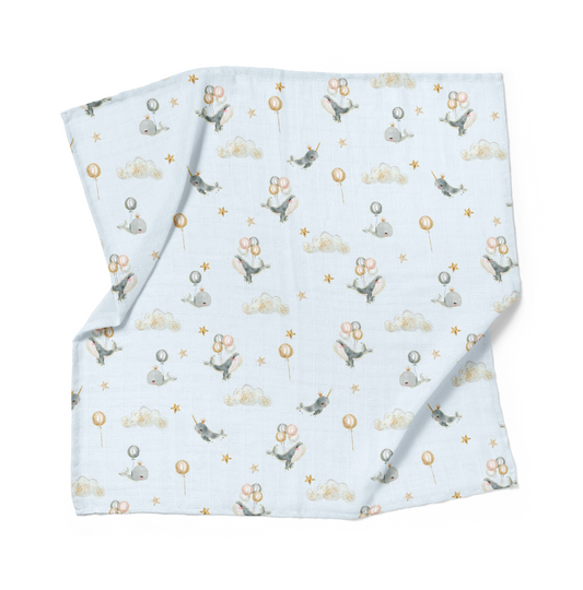 Whimsical whales - Organic Muslin Swaddle