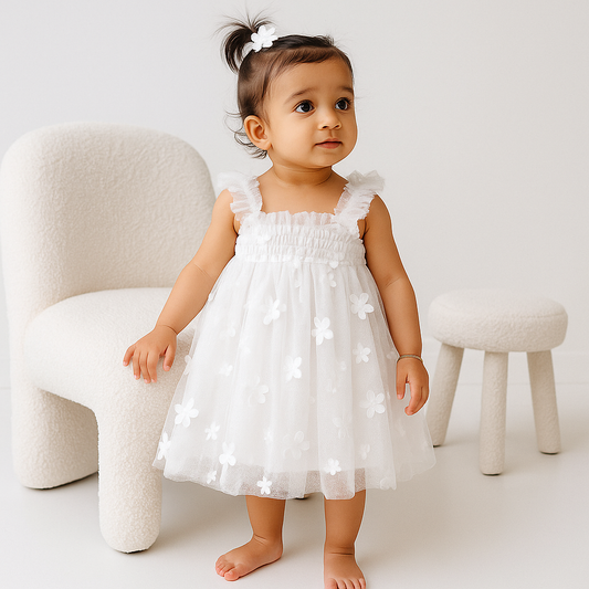Floral Tulle Party Dress - Snow White