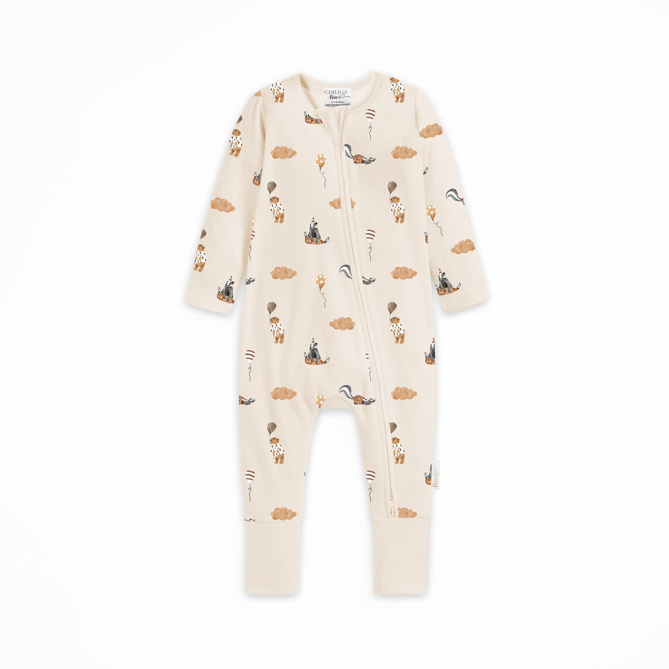 Sizes 0-3 + 3-6m left - Bamboo Zipsuit - Cloud Parties