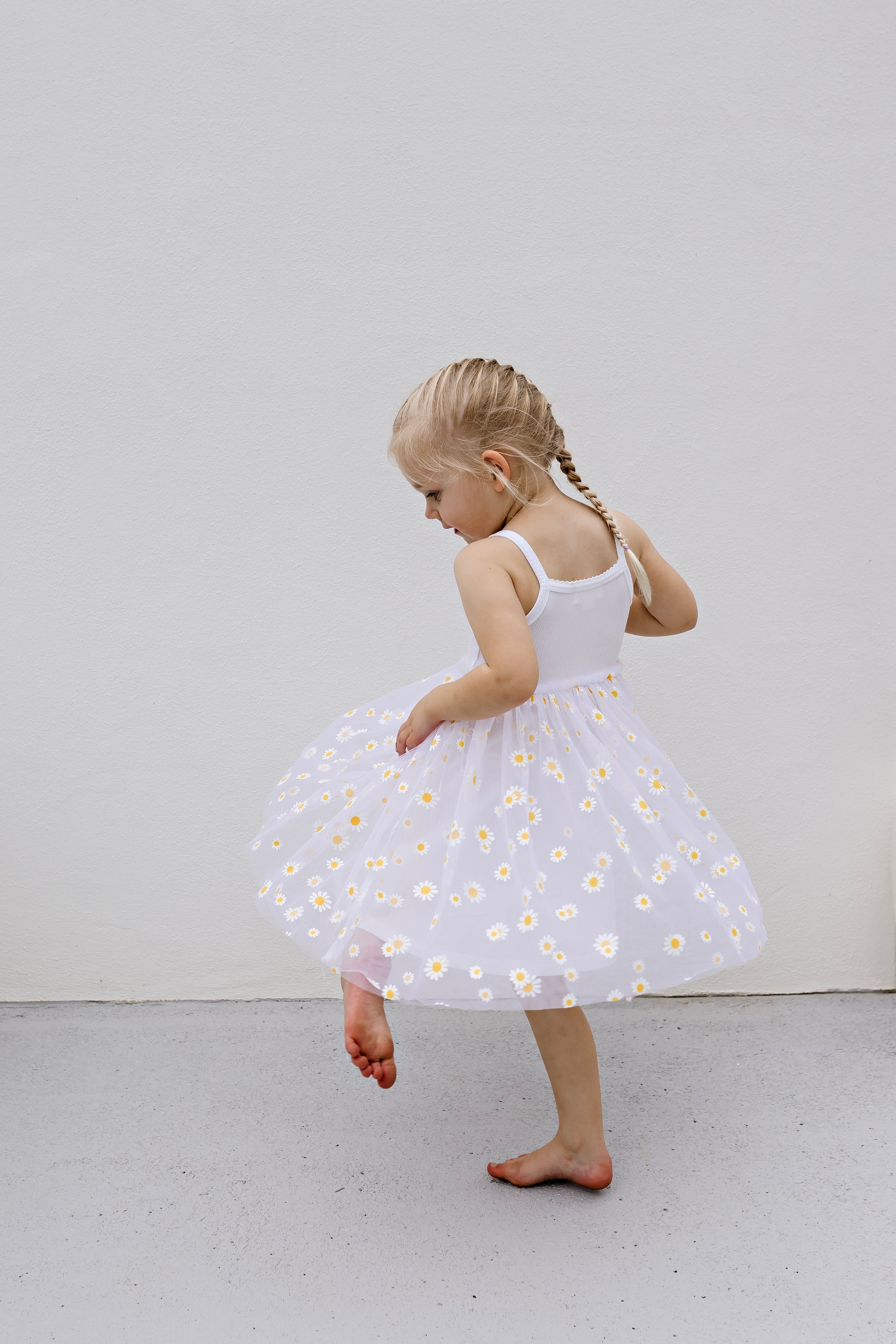 Ribbed Tulle Dress - Summer Daisies