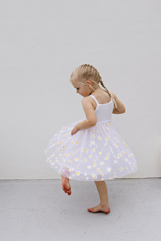 Ribbed Tulle Dress - Summer Daisies