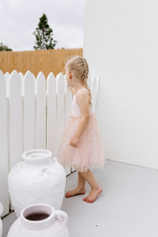 Ribbed Tulle Dress - Soft Petal