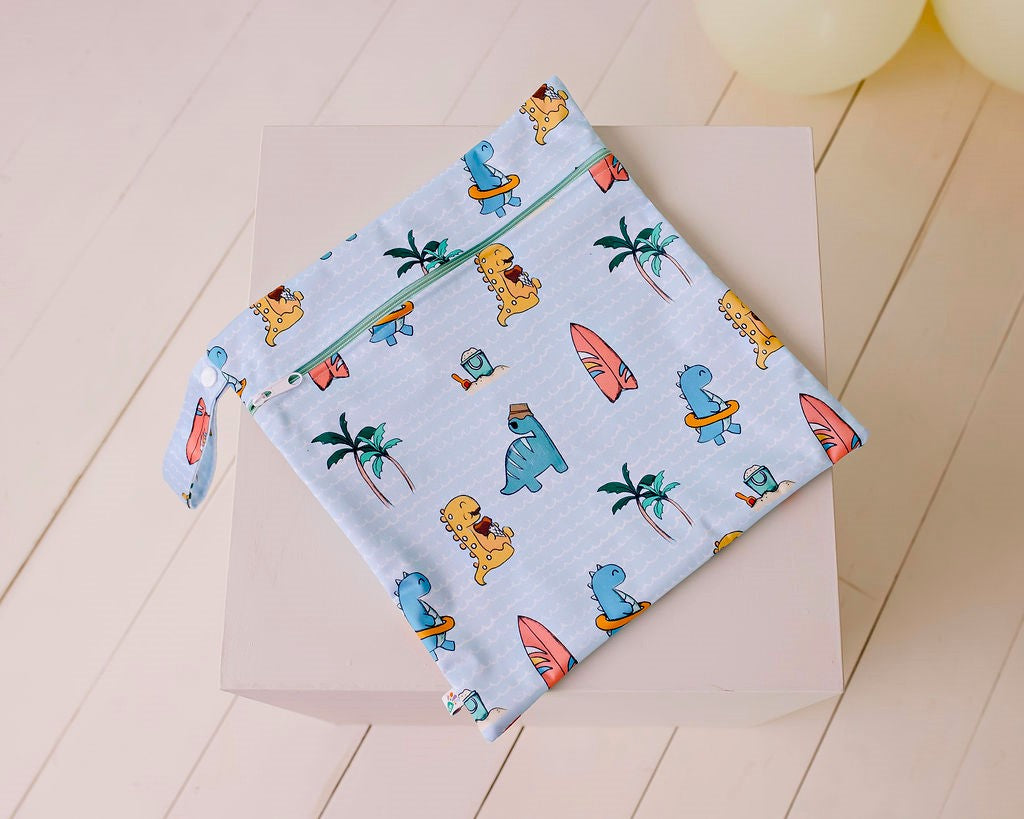 Double Pocket Wet Bag - Beach Dinos