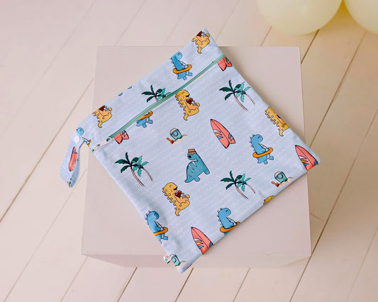 Double Pocket Wet Bag - Beach Dinos