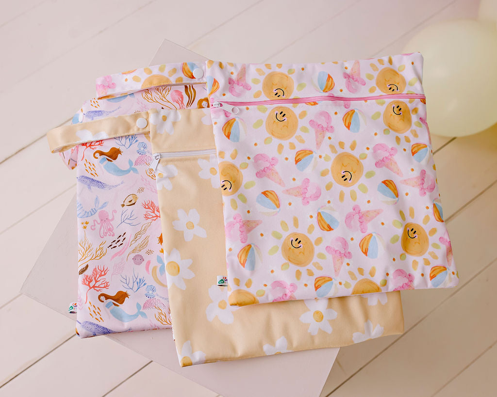 Double Pocket Wet Bag - Summer Daisies